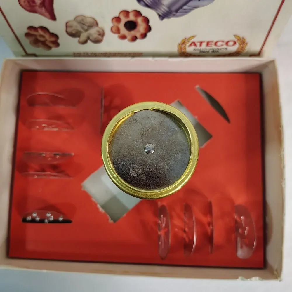 Vintage ATECO Original Cookie & Noodle Maker Press Set w/ 10 Plates Box USA